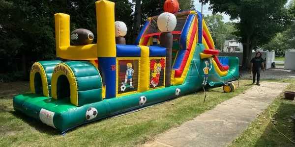 Colorful, sports-themed pop-up mini park
